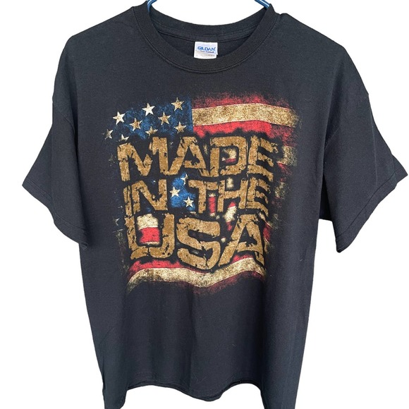 Novelty‎ Shirt Adult Large Blue Patriotic Flag Short Sleeve Gildan USA - Picture 1 of 10